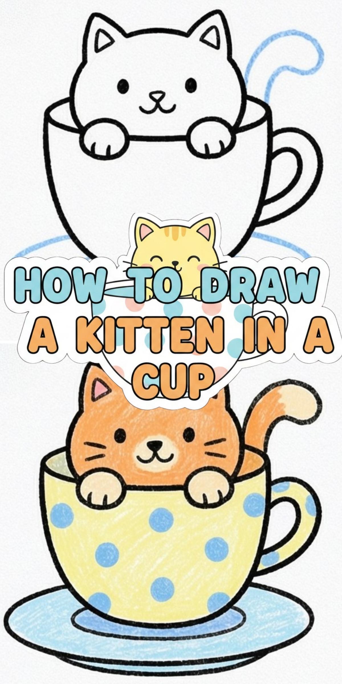 How to Draw a Kitten in a Cup: A Super Cute Kawaii Drawing Tutorial