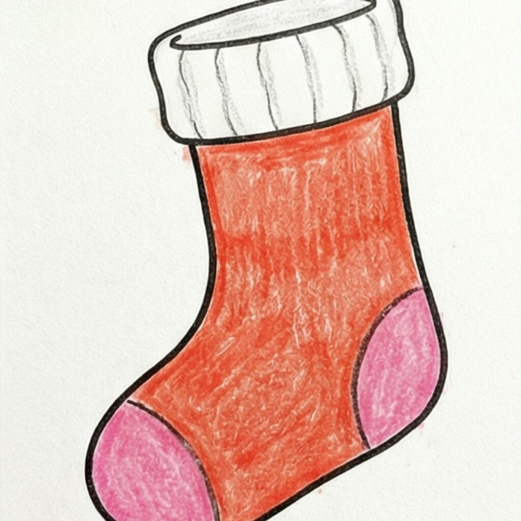 S Rocking Drawing How to Draw a Stocking Step by Step for Kids