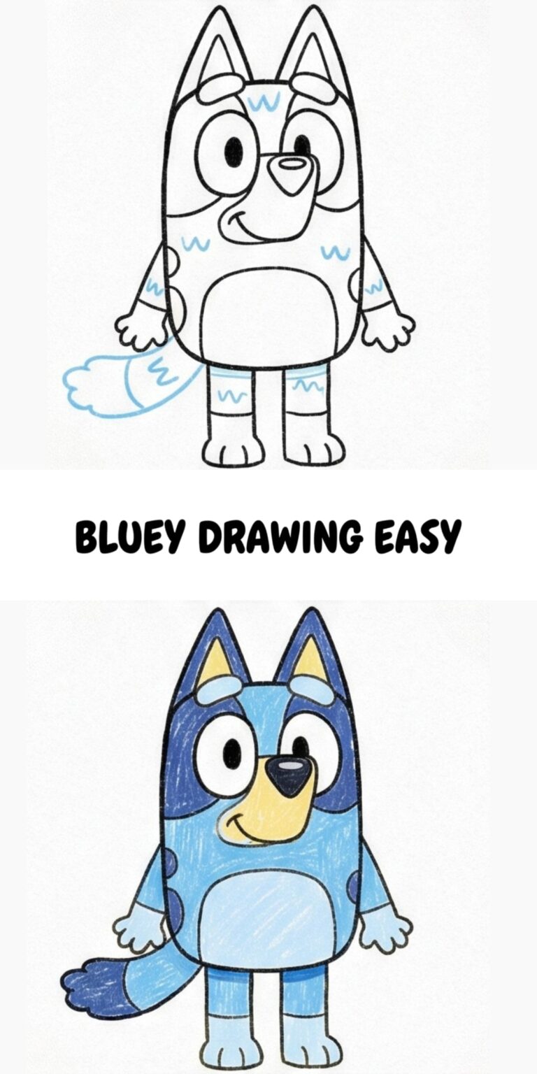 Bluey Drawing Easy Step by Step for Kids