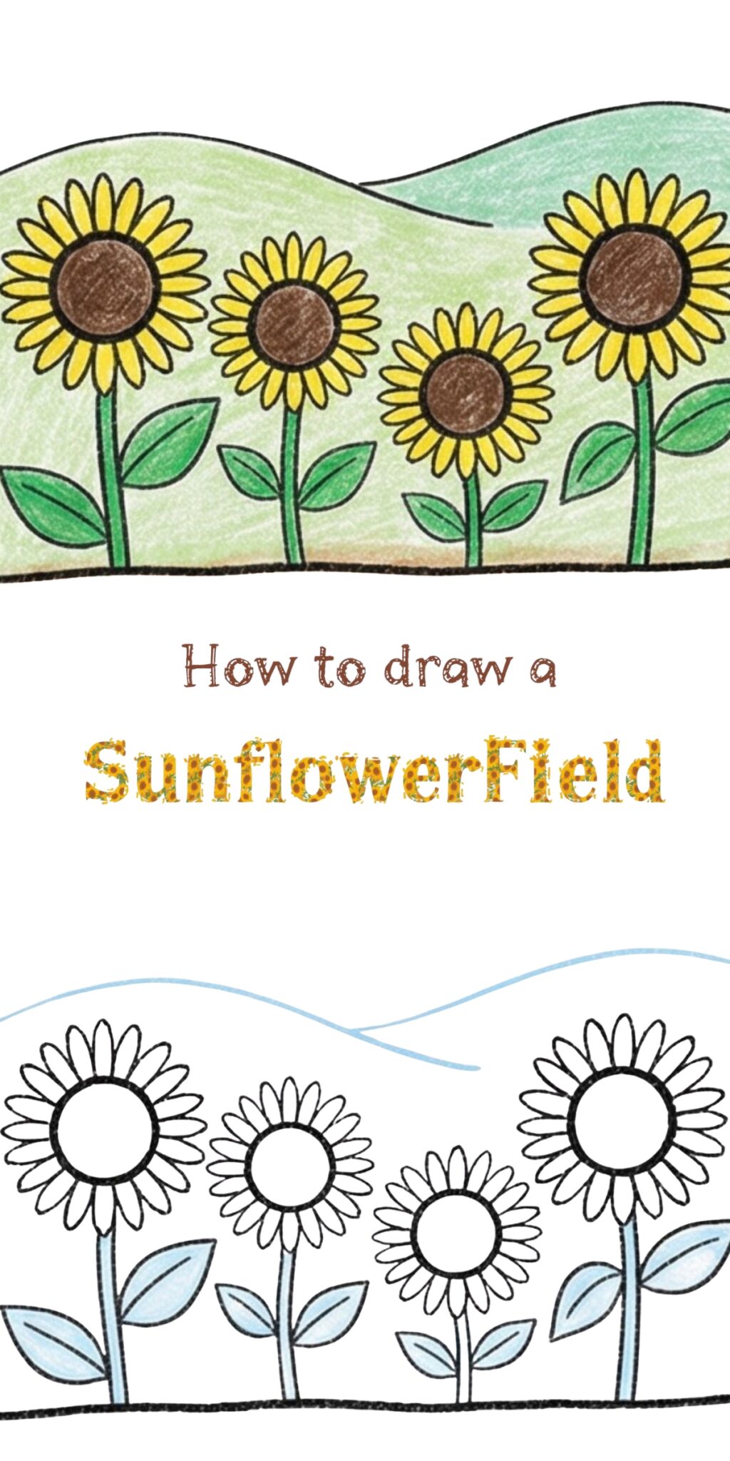 How to Draw a Sunflower Field