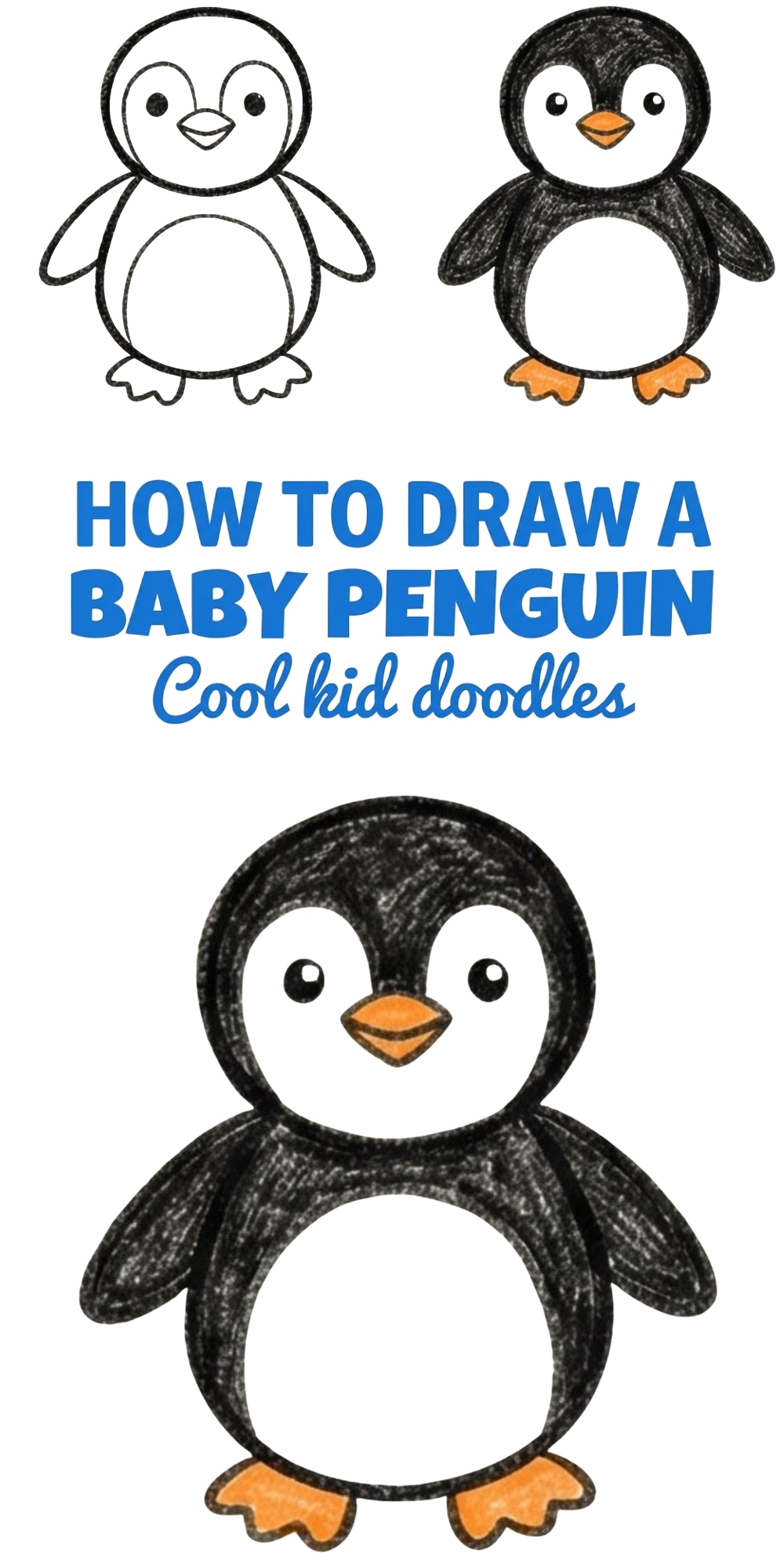 How to Draw a Baby Penguin Easy and Cute for Kids