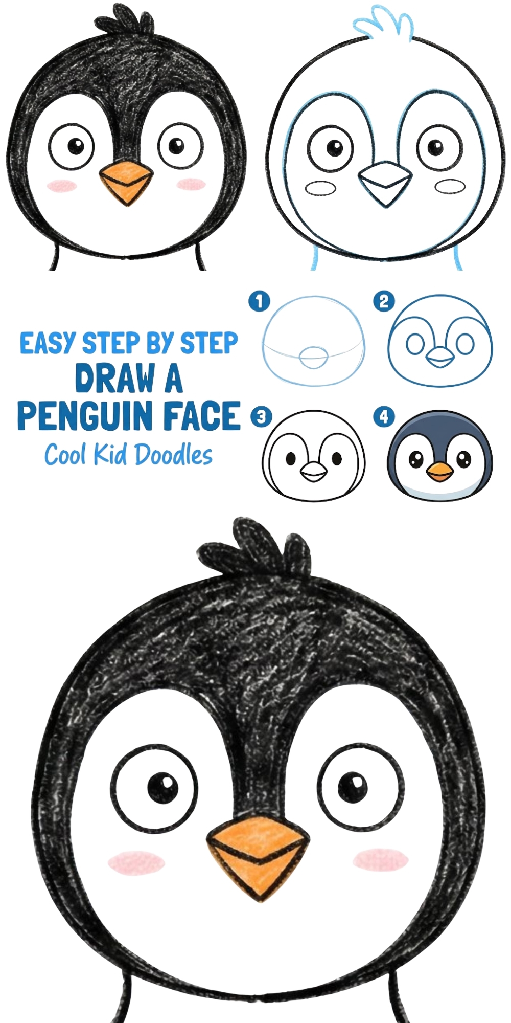 How to Draw a Penguin Face Easy and Cute