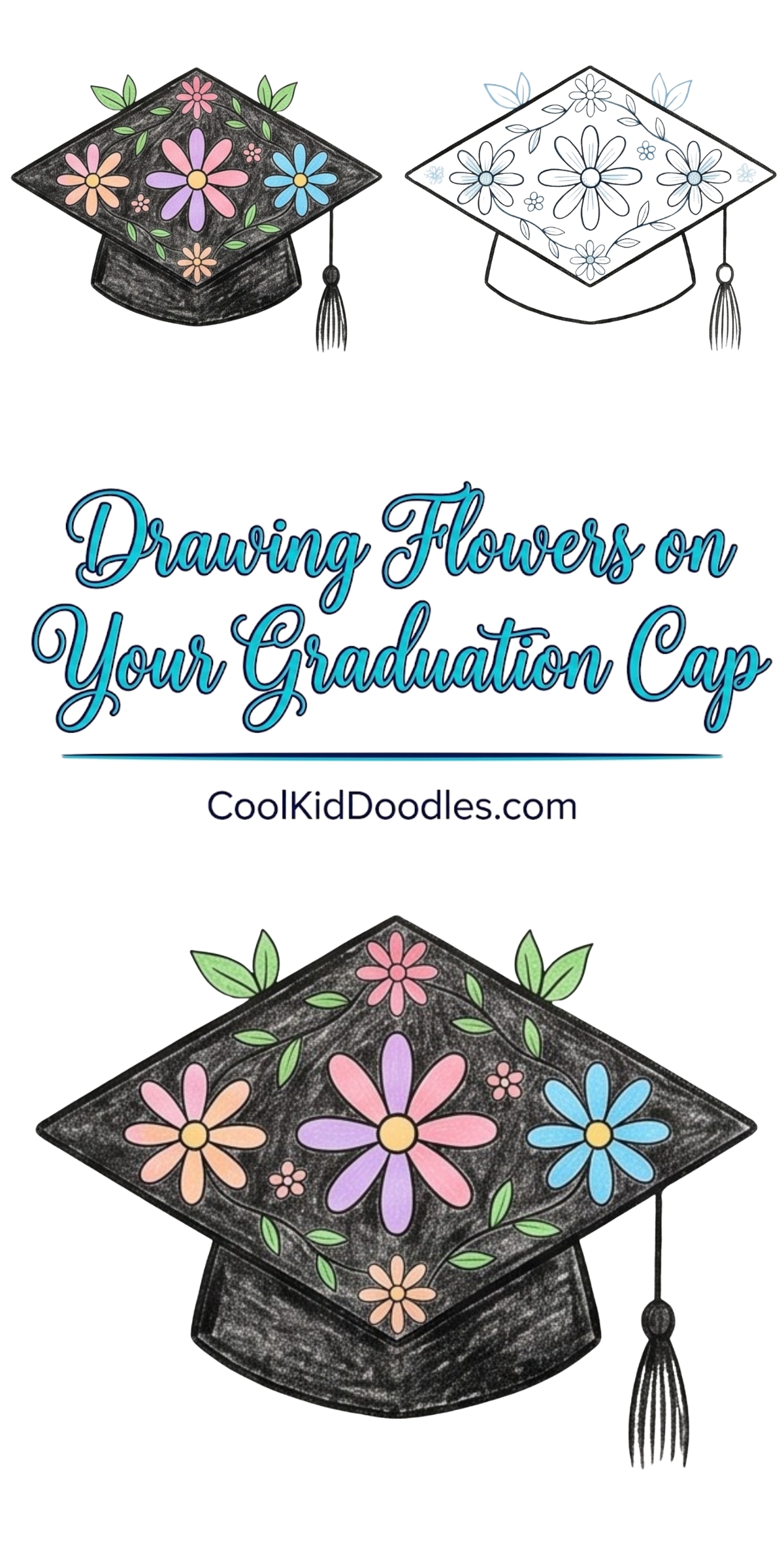 Grad Cap Drawing/design How to Draw Flowers on a Grad Cap Step by Step