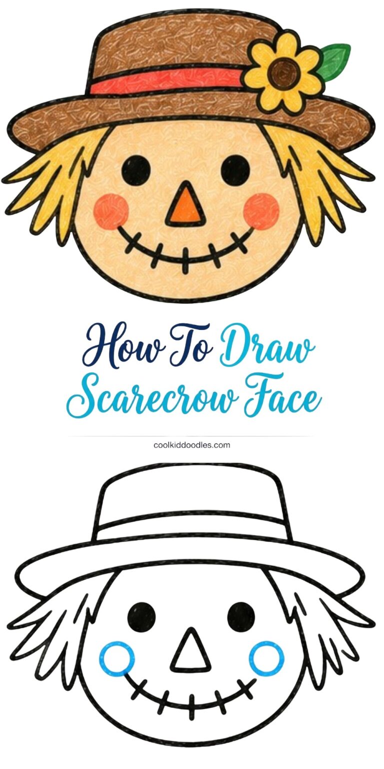 How to Draw a Scarecrow Face: Easy 6-Step Fall Drawing for Kids